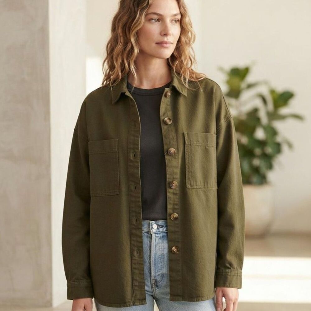 Thread & Supply Olive Green Oversized Shacket Women's Medium Gorpcore Utility